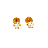 22k Yellow Gold Pearl Stud Earrings with Pearl with gold weight of 0.81g